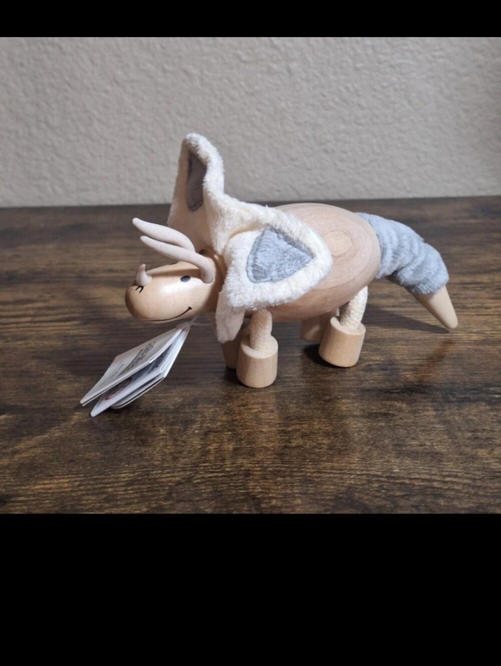 Cute Wooden Torosaurus Dinosaur Toy for Toddlers, Fun and Posable for Early Lear